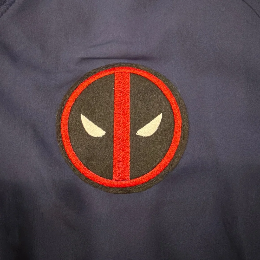 Marvel Deadpool Men's XL Navy Pullover Windbreaker Jacket Embroidered Logo